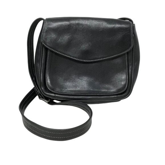 Black Tignanello Leather Crossbody Bag With Adjustable Strap & Multiple Pockets - Picture 1 of 8